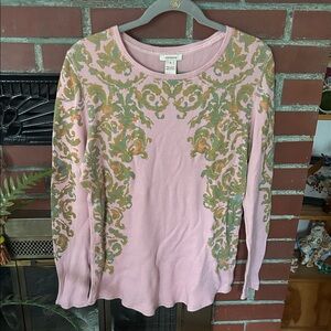 Sundance Pink and Green Embroidered Sweatshirt